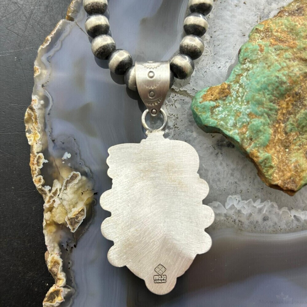 Sterling Silver Southwestern Style Oval Charoite Decorated Pendant For Women - Picture 7 of 10